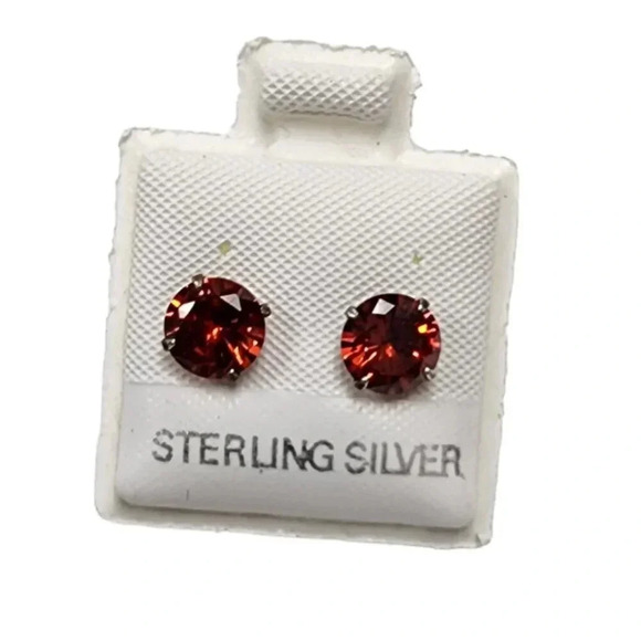 NWOT Sterling Silver Cubic Zirconia Stud Earrings Post Back Closure - Picture 1 of 2